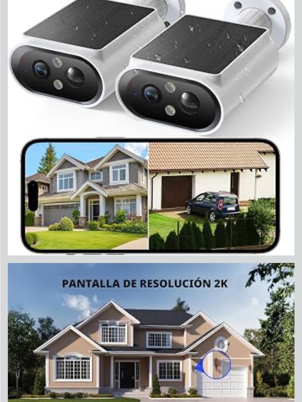 Outdoor Solar Security Camera - White and Black